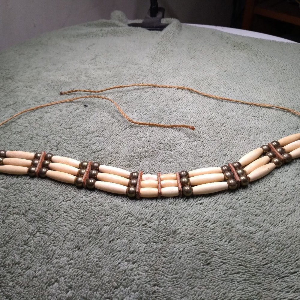 Native american bone necklace handcrafted.